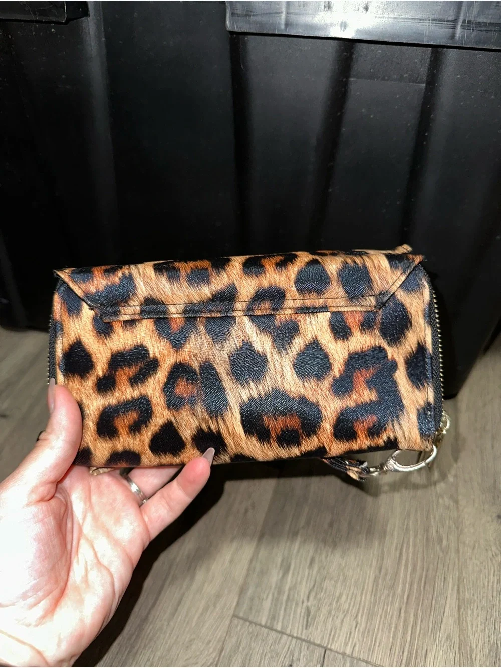 Charlotte Russe Leopard Print Wristlet Clutch in Brown and Black